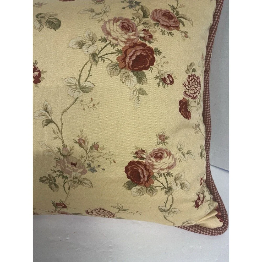 Waverly Sonata Harbor House Pillow 18” Rose Floral Check With Down Pillow Insert